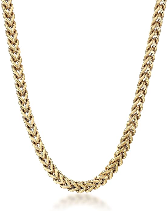 Metro Jewelry Stainless Steel 20 to 30 Inches Long Foxtail Necklace for Men with Black or Yellow Gold Ion Plating 6 mm Thick Chain with Lobster Claw Clasp by MetroJewelry