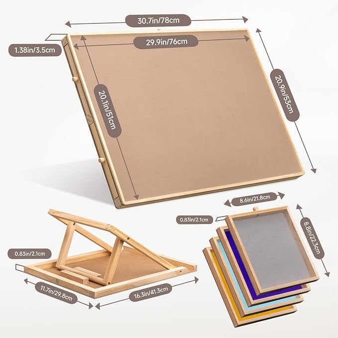 Tektalk Jigsaw Puzzle Table with Integrated Adjustable Stand/Bracket and Removable Cover, 3-Tilting-Angle Wooden Plateau Portable Puzzle Board with 4 Sorting Drawers, for Up to 1000 Pieces - Image 6