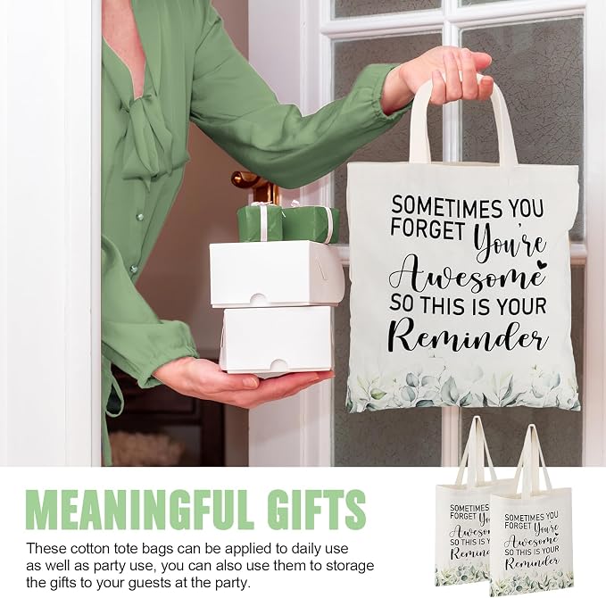 Roowest 60 Pcs Employee Appreciation Gift Totes Bulk Inspirational Canvas Bags Reusable Cotton Bag(Sometimes) - Image 4