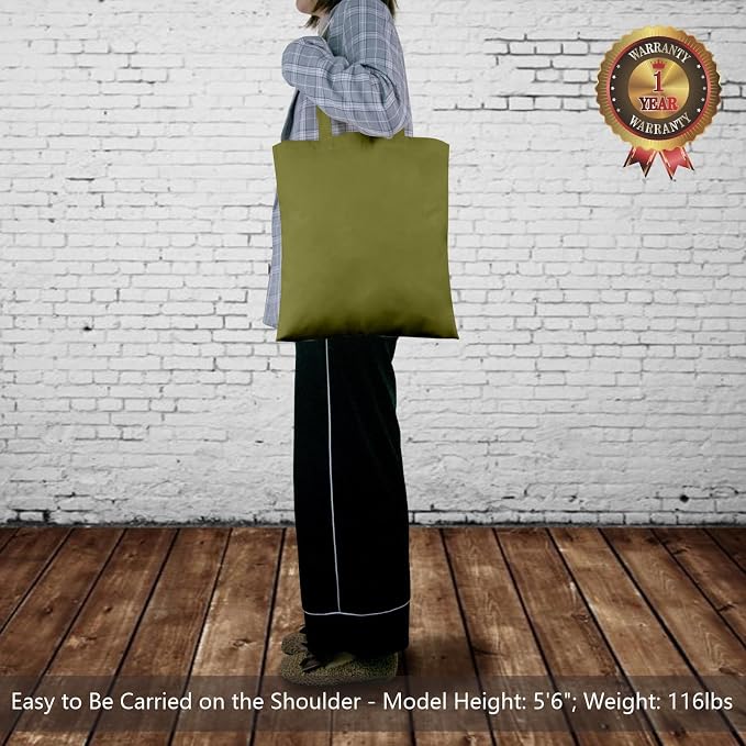 TOPDesign 6-Pack Economical 16"x15" Olive Green Cotton Tote Bags, Lightweight Medium Reusable Grocery Shopping Cloth Bags, Suitable for DIY, Advertising, Promotion, Gift, Activity - Image 3