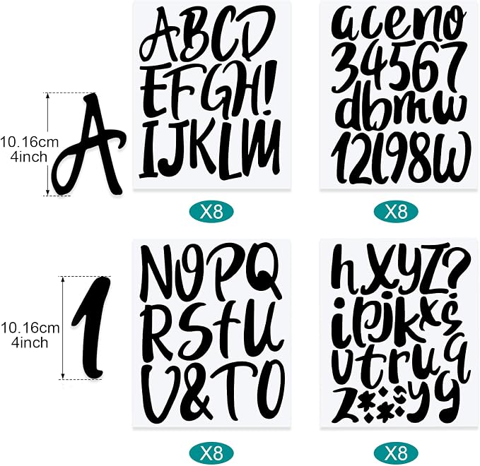 Outus 576 Pcs 8 Sheets Letters Stickers Vinyl Alphabet Number Decals Back to School Supplies for Water Bottles Cups Mailbox Scrapbooking Bulletin Board Classroom Decor(Black,4 Inch) - Image 2