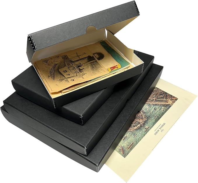 Lineco Clamshell Archival Storage Box, 9.5x12.5x1.75 Inch, Black, Pack of 2 | Acid-Free with Metal Edge Boxboard, Organize and Store Photos Documents Cards Negatives Magazine Prints Family Records DIY - Image 8