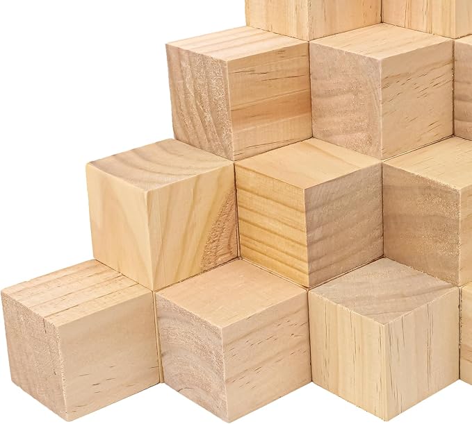 84 PCS Premium 2 Inch Wooden Cubes, Natural Pine Wood Cubes for Crafts, Wood Blocks Ready for Artistic DIY Projects-Unleash Creativity with Blank Wood Blocks - Image 3