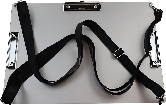 Three Clip Metal Clipboard with 2 Dedicated Shoulder Strap,11x17 Artist Clipboard Aluminum,Large Drawing,Field Portable,Tactical,Urban Sketch by Banjiang