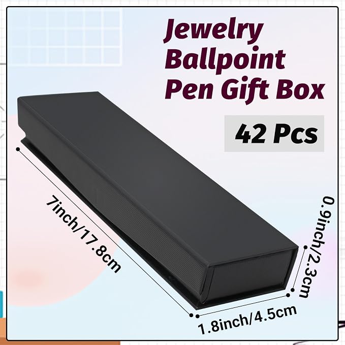 42 Pcs Pen Gift Boxes Empty Black Ballpoint Pen Gift Box with Cushion Pen Jewelry Display Box Empty Present Collection Cases for Birthday Souvenir Business Gifting Office Supplies - Image 2