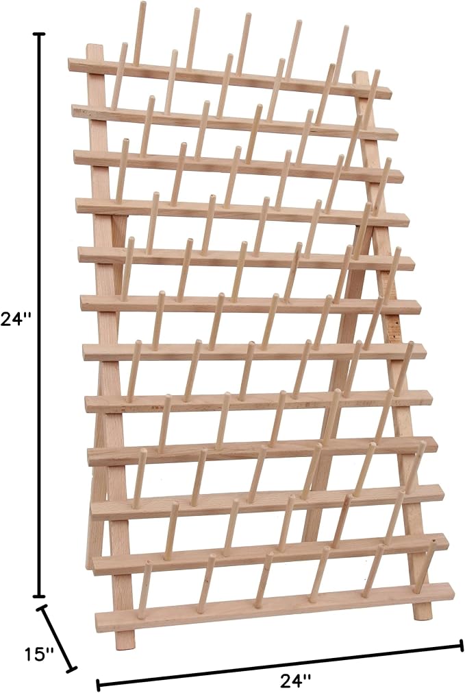 Threadart 66 Large Cone Wood Thread Rack, Freestanding or Wall, Storage | Hardwood thread rack stores embroidery, sewing and serger thread spools. Keeps colors visible, organized and easy to reach. - Image 6