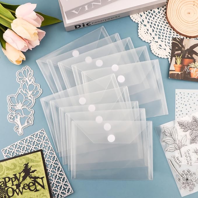 BAOFALI 30 Pcs/Set 7x5inch Clear Stamp and Die Storage Pockets, Stamp Storage Bags, Plastic Envelopes, DIY Scrapbooking Storage Die Cuts for Stencil Storage Card Making Cutting Dies - Image 6