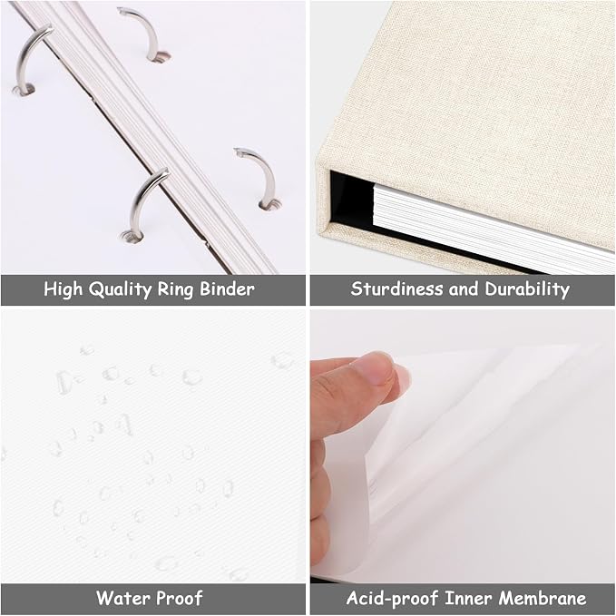 Zesthouse 18 In Photo Album Self Adhesive with Picture Display Window, 3-Ring Scrapbook Albums 60 Pages Holds 10x12 8x10 5x7 4x6 Photos, DIY Photo Book Ideal Gift for Family Wedding Baby - Image 5