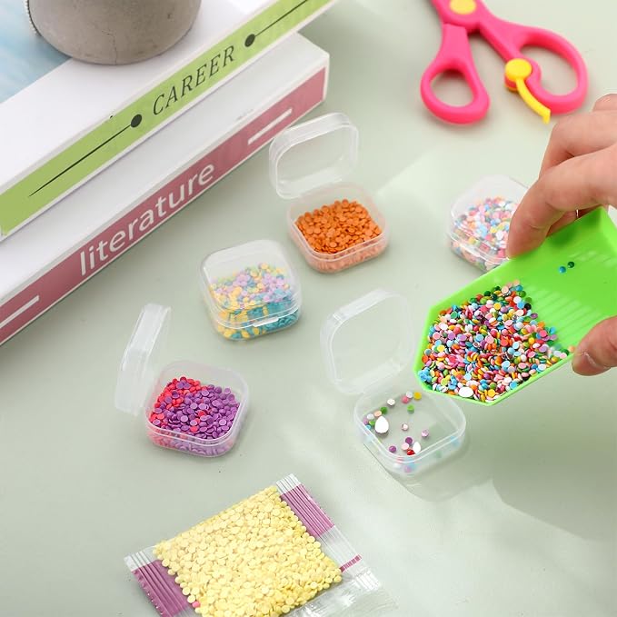 Soaoo 300 Pcs Small Plastic Bead Storage Containers for Organizing with Hinged Lid Transparent Clear Craft Supply Box for DIY Art Craft Accessory, Jewelry, Game Pieces (1.38 x 1.38 x 0.67 Inches) - Image 6