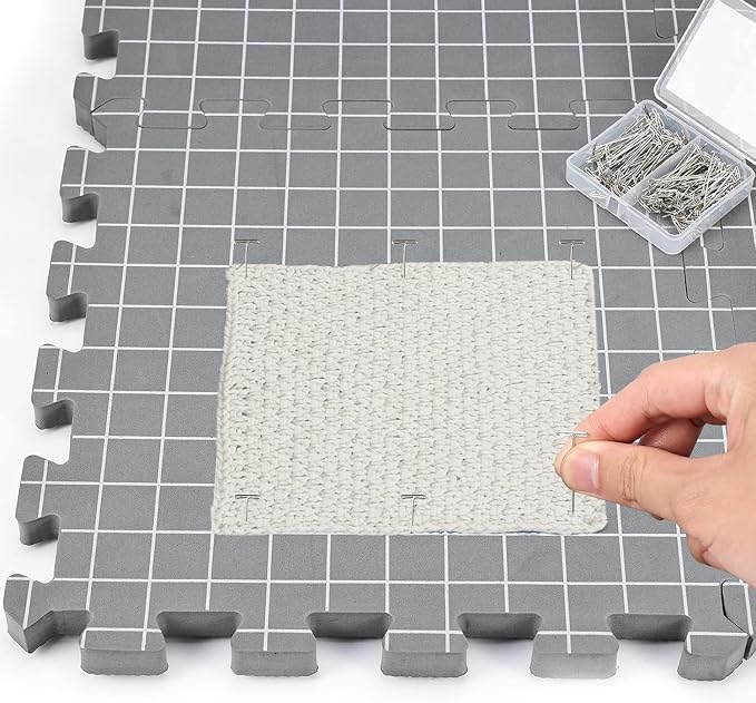 Yrangee Blocking Mats for Knitting-9 Pack Extra Thick,10 Blocking Combs | Knitting Blocking Mats and Pins Crochet Blocking Board with Grids for Needlepoint or Crochet with 150 T-Pins and Storage Bag - Image 4