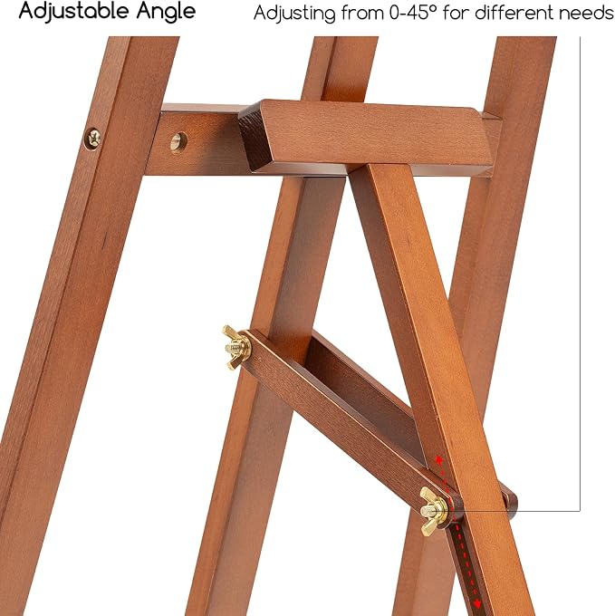 MEEDEN Easel Stand for Painting: A Frame Wooden Display Easel Stand for Canvas up to 59", Adjustable Lyre Beech Wood Artist Easel with Brush Holder, Washer for Painting, Display, Wedding Sign, Walnut - Image 5