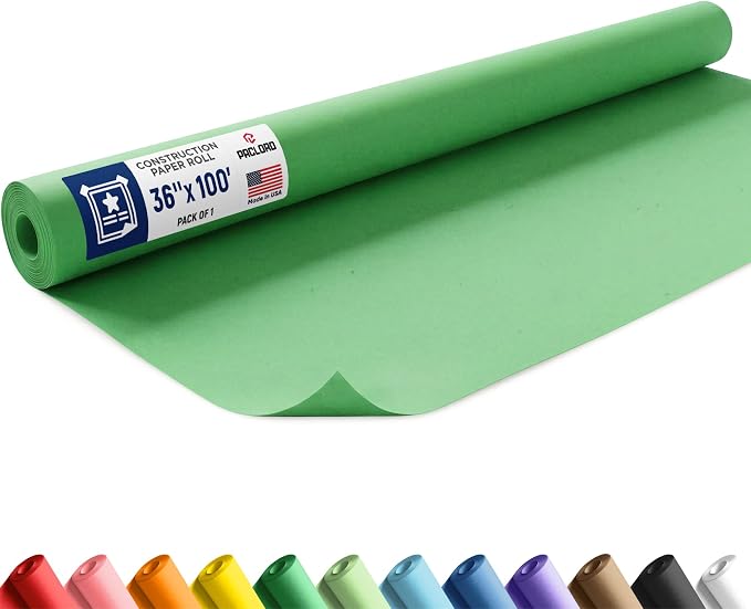 Green Construction Paper Roll 36" x 100 ft – Made in USA – 36" Bulletin Board Paper for Classroom & School, Teachers & Kids by Paclord