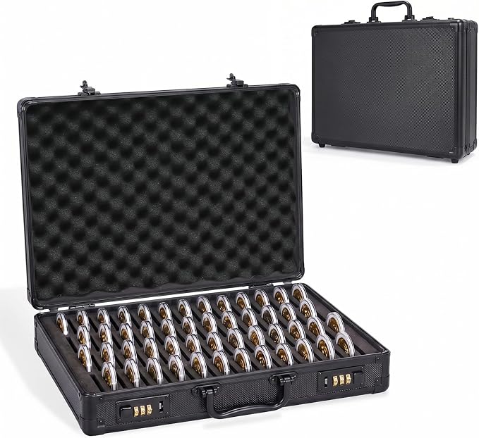 LOCKCURX Aluminum Coin Case with Lock, 100 Slot Coin Collection Case(Black) | Coin Storage Box Reinforced Corners & Water-Resistant Shell, Coin Organizer, (Case Only, Coins & Capsules Not Included) by LOCKCURX