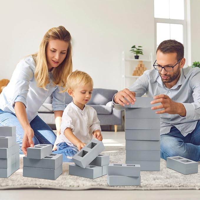 Zhanmai 50 Pack Foam Bricks Building Blocks for Kids Foam Cinder Blocks Large Fake Bricks Toy for Stacking and Construction 8 x 4 x 2.4 Inches(Square) - Image 4