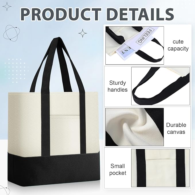 Sanwuta 12 Pcs Mini Canvas Tote Bags Bulk with Pocket Small Sublimation Blank Canvas Tote Reusable Grocery Bag for Women, DIY Craft (Black) - Image 3