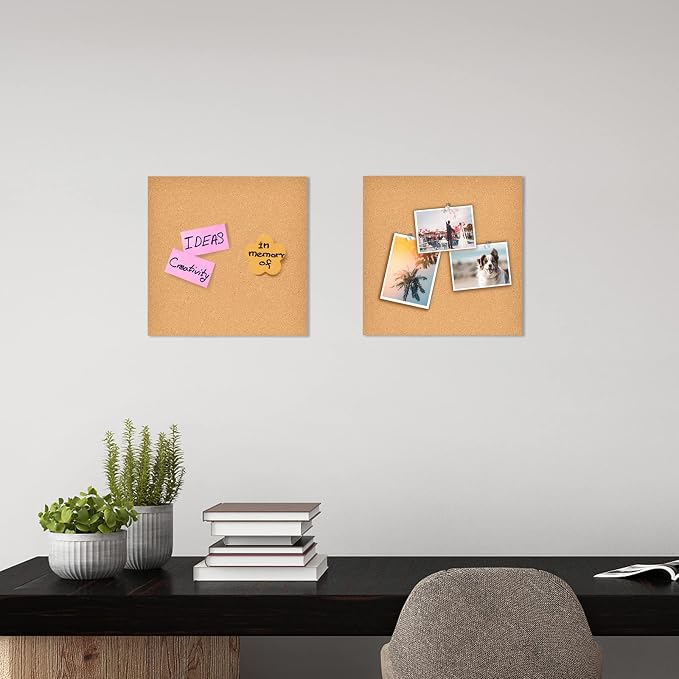 12x12 Cork Board Tiles Bulletin Board, 1/2" Thick Small Square Cork Boards for Walls, Self-Adhesive Cork Tiles for Home, Office, School, Bulletin Board Decorations(12mm,2pc) - Image 4