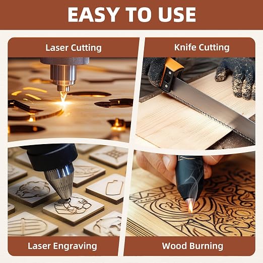 Rowood Cherry Plywood Sheets for Laser Cutting,12x12x1/8inch,6 Pack 3mm Thin Unfinished Wood Crafts for Laser Engraving Blanks and DIY Ornaments and Architectural Model - Image 3