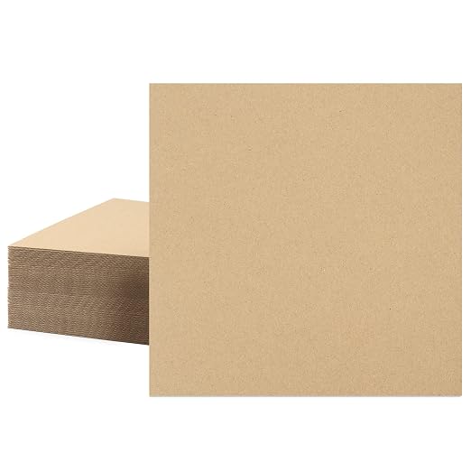 Mat Board Center, 50 Corrugated Cardboard Sheets 12x12 Inches Flat Card Board Inserts for Packing, Shipping, Mailing, DIY Crafts by MatBoardCenter