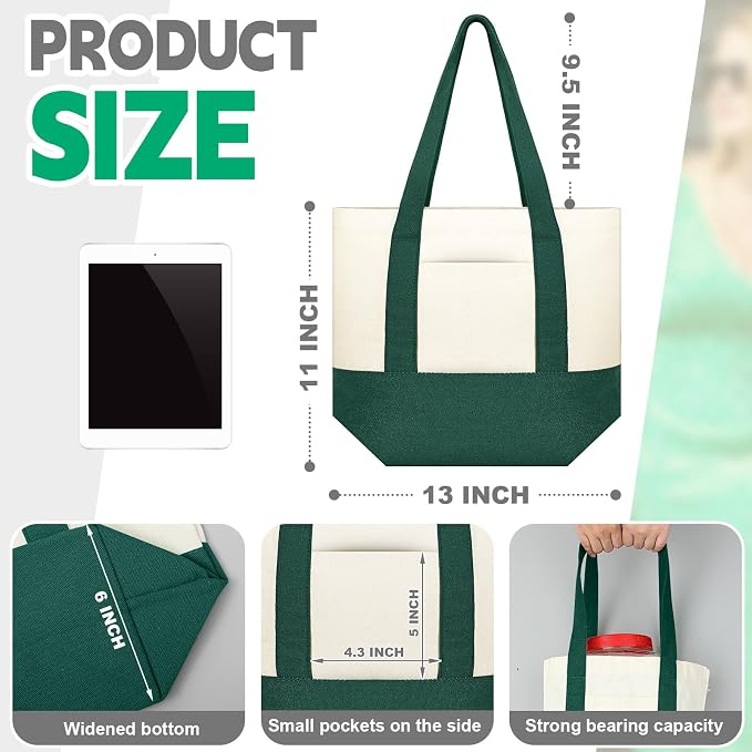 Amylove Mini Canvas Tote Bag with Pockets Duty Canvas Sublimation Blank Small Bag Mini Reusable Tote for Crafts DIY - Image 3
