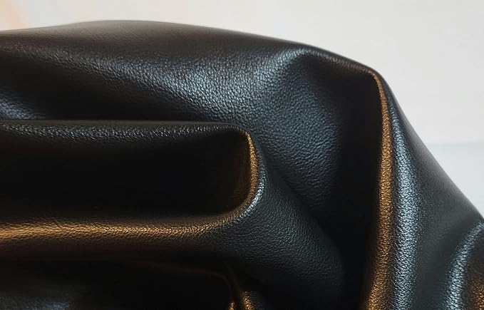 Black 0.9 mm Soft Faux Vegan PU (Peta Approved Vegan) Leather by The Yard Synthetic Pleather 0.9 mm Nappa Yards (360 x 54 inch) Soft Smooth Upholstery (Black Lambtouch, 10 Yards (360"x54") - Image 4