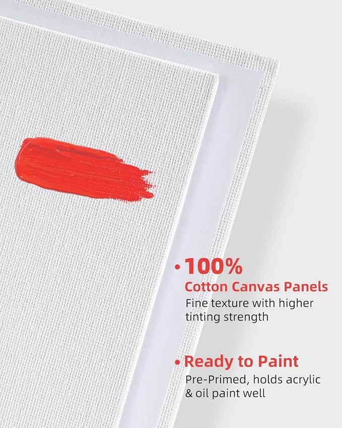 12 Pcs 12x16Inch Large Canvas Boards for Painting, Flat Art Panels | Gesso Primed Acid-Free 100% Cotton for Acrylic Oil Watercolor Tempera Paint - Image 4
