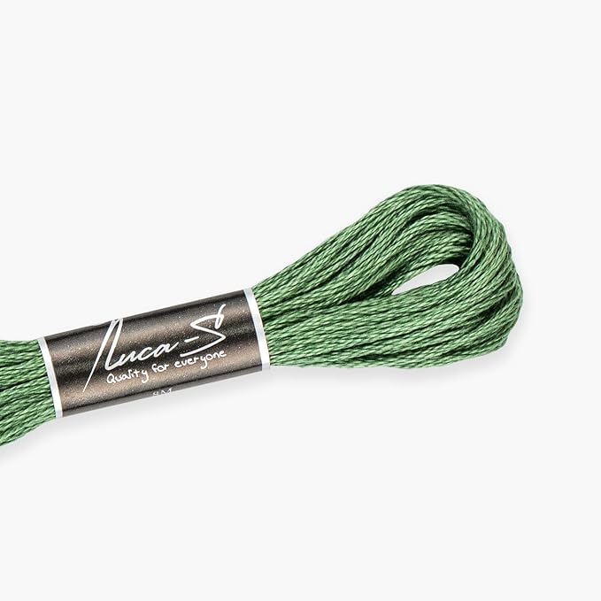 12 Pack of Premium Embroidery Thread Luca-S, 100% Giza Cotton, Oeko TEX Certified Stranded Cotton - 271 / DMC 3362 / Anchor 262 by Luca-S