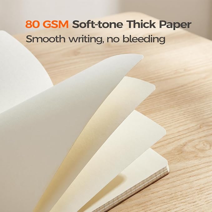 5 Pack Blank Kraft Notebooks A5, Unlined Composition Journals, 60 Pages | 80gsm Cream Paper, 8.3x5.5 Inches Softcover For Sketch Writing, School, Office, Artists & Students - Image 3