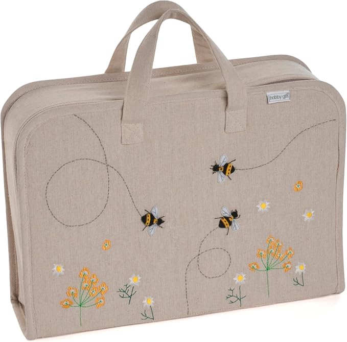 Hobby Gift Project Case Sewing and Yarn Storage Bag with Handles Internal Pockets and Organiser Inserts for Knitting Crochet Craft Classes and Travel | Double Handles, Internal Pockets, Organiser Inserts, For Knitting Crochet Craft Classes and Travel by HobbyGift