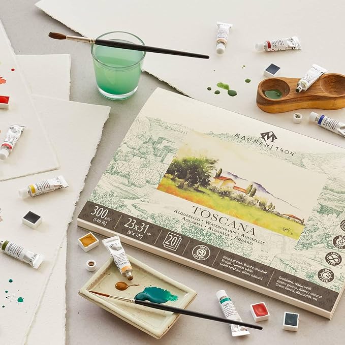 Magnani 1404 Toscana Rough 100% Cotton Watercolor Paper BlockBlock, 20 Sheets, 140 lb, 12.6" Round Watercolor Paper, Acid-Free, UV Resistant, Vegan Sized, Made in Italy - Image 2