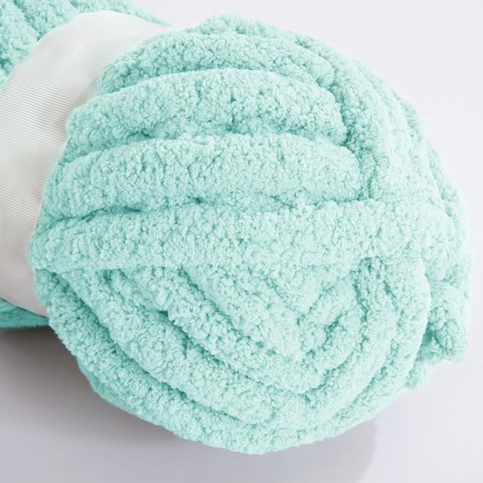 Hombys Light Blue Chunky Chenille Yarn for Crocheting and Knitting, Super Bulky Thick Fluffy Yarn for Hand Knitting Blanket, Soft Plush Yarn, 8 Jumbo Pack (27 yds, 8 oz Each Skein) - Image 8