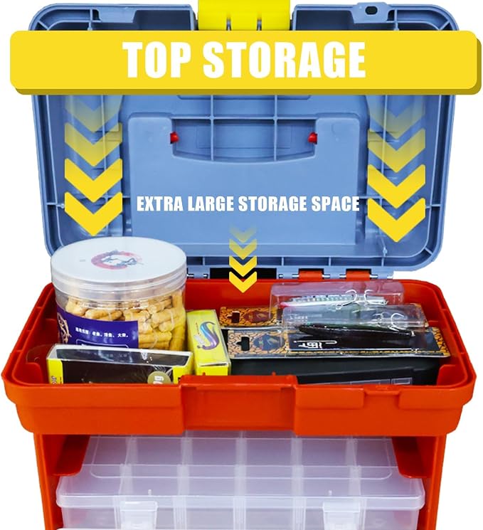 Torin Portable Tool Box, Small Parts Organizer with Drawers, tackle box | Customizable Compartments for Hardware, Fishing Tackle, Beads, or Crafts - Image 2