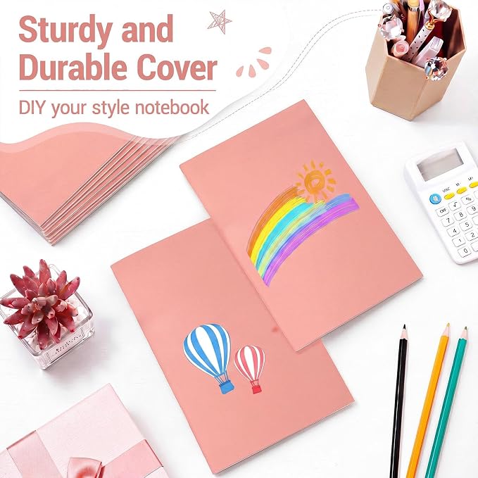 100 Pcs A5 Journals Notebooks Bulk,Flesh Pink,Lined | Kraft Softcover Small Notebooks 5.5 Inch x 8.3 Inch Notepads with 60 Page 30 Sheet for Writing Sketch Travel Office Supplies - Image 4