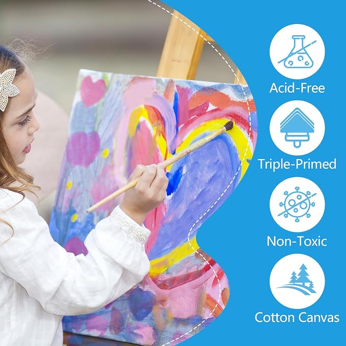ESRICH Stretched Canvas for Painting 5x7, 48 Pack Small Canvases for Painting 5/8" Profile Primed Acid-Free Blank Painting Canvas for Kids & Artists for Decorations, Painting Parties. - Image 4