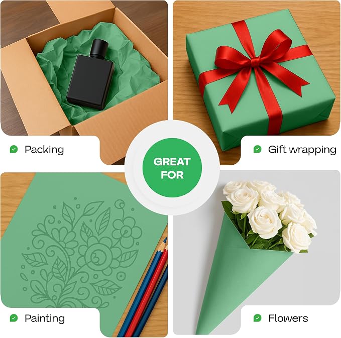 Green Kraft Paper Roll 12" x 1200" (100 feet) with Cutter - USA-Made Wrapping Paper for Packing, Moving, Shipping & Crafts/Arts - 100% Recyclable Natural Craft Material by IDL Packaging | Wrapping Paper for Packing, Moving, Shipping & Crafts/Arts - 100... - Image 6