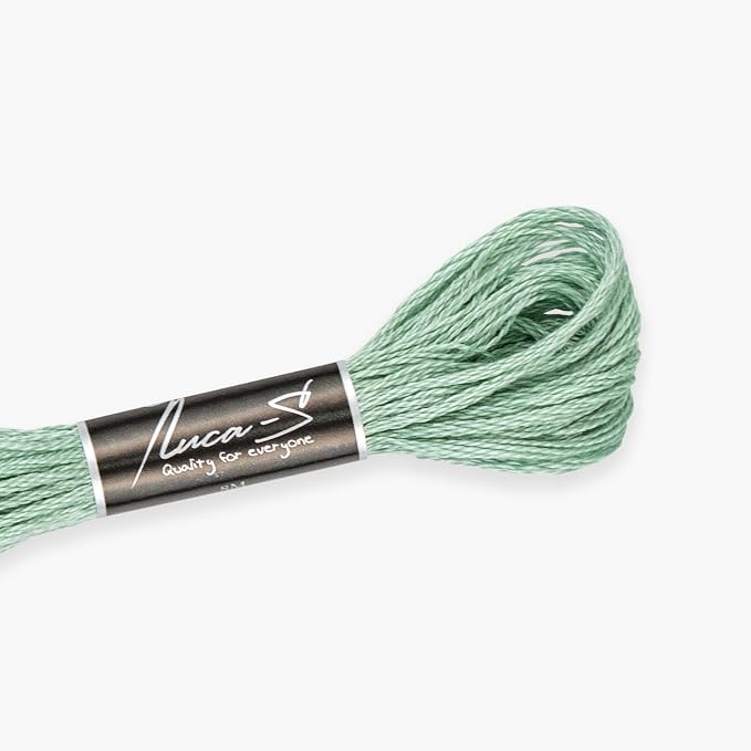 12 Pack of Premium Embroidery Thread Luca-S, 100% Giza Cotton, Oeko TEX Certified Stranded Cotton - 227 / DMC 3817 / Anchor 875 by Luca-S