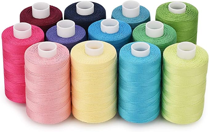 Simthread 12 Colors All Purposes Cotton Quilting Thread for Piecing Sewing Appliqué Embroidery etc by Simthread