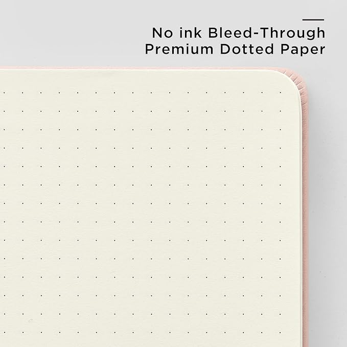 &And Per Se Dotted Journal Notebook, A5 Hardcover Aesthetic Dotted Notebook – 160 Pages 100gsm Thick Dot Grid Paper, 3 Sticker Sheets – Gift-Ready Journaling Kit for Women (Peach Pink) - Image 5