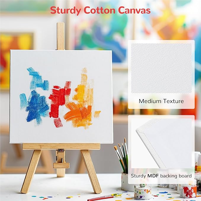 100 Pack 4x4 Inch Mini Canvas Boards for Painting, Square Art Panel | 100% Cotton Art Supplies for Acrylics Oil Watercolor Tempera Paints - Image 4