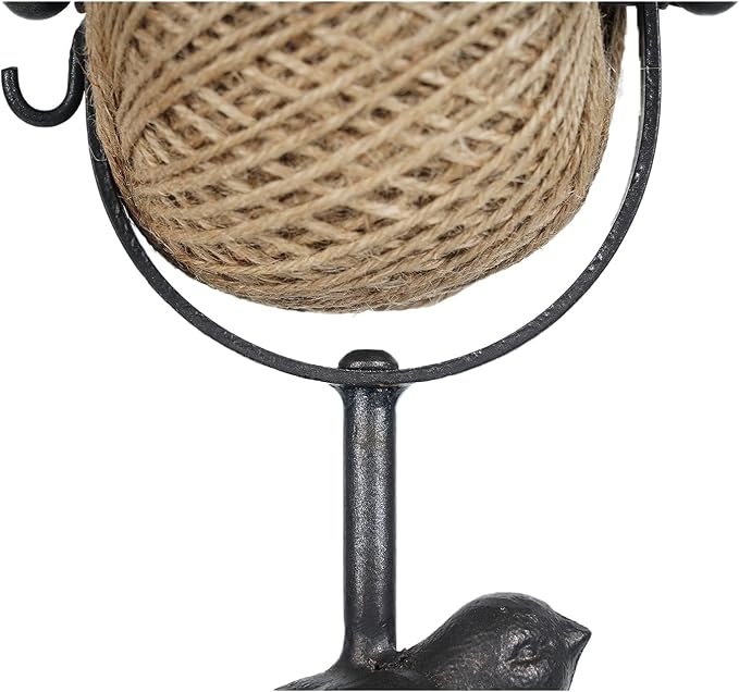SOFFEE DESIGN Cast Iron Jute Twine Spool with Scissors Holder Set Vintage Style for Garden Farmhouse Kitchen, Natural Jute Twine String & Rope Rack & Scissors, Bird Decorative - Image 7