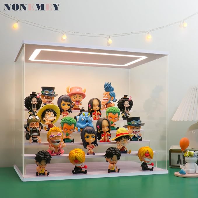 Acrylic Display Case with Light, Upgraded 3 Color Light & Adjustable Brightness Showcase ,6 Tier Dustproof Clear Toy Organizer Box for Action Figures, Collectibles,19.6x12.5x16.5 in - Image 3
