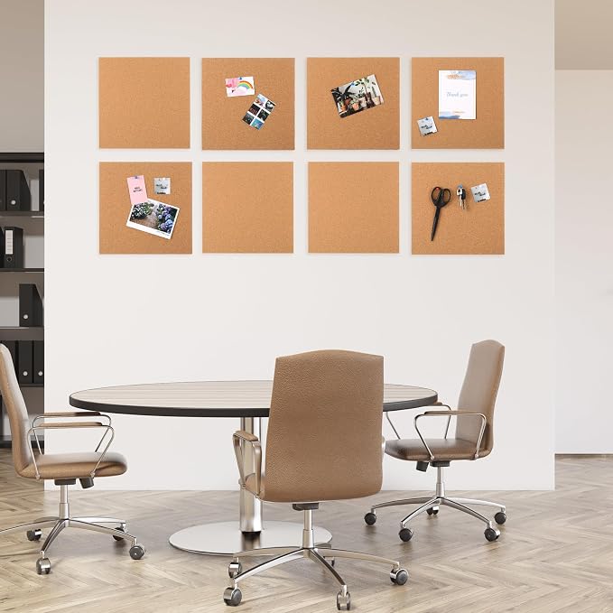 Kosiz 40 Pack Cork Board Square 12" x 12", 1/4" Thick Cork Board Tiles Bulk for Wall Self Adhesive Bulletin Corkboards Tiles Sheet for Wall School Office Home Decoration - Image 5