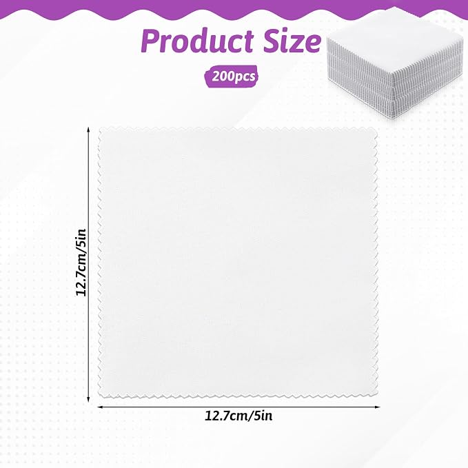 200 Pack 5-inch Cotton Fabric Squares, 5″ Precut Cotton Fabric Squares, Solids White Charm Pack, White - Image 2