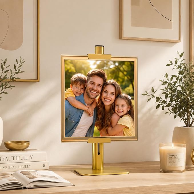 24''Adjustable Metal Tabletop Easel, Picture Frame Stand | Heavy-Duty Metal Display Stand for Artworks, Photos, Signs, Fits Most Frames up to 1.26" Thick (Gold) by DAZZLIFE