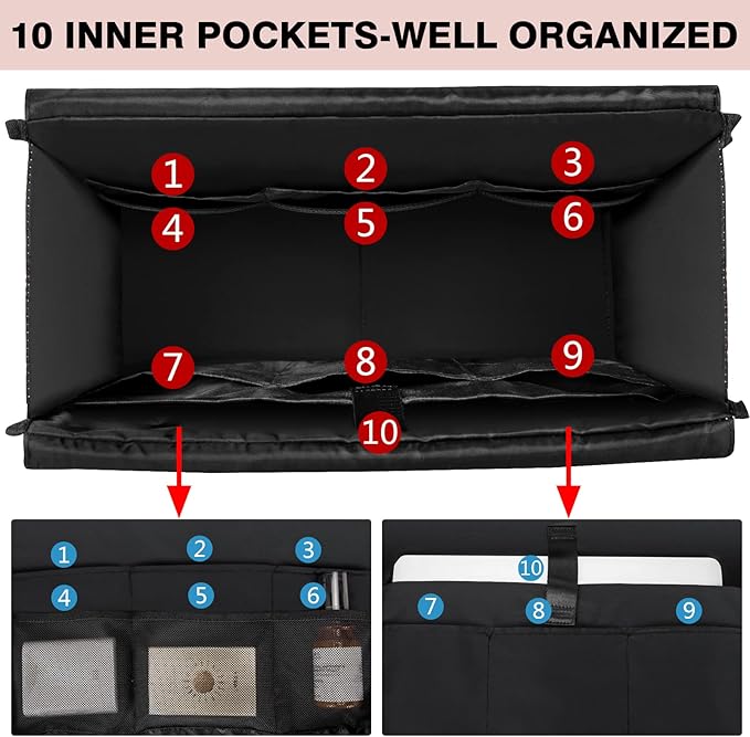 IBFUN Utility Tote Bag with 24 Pockets, Large Teacher Travel Tote for Women | Large Work Tote Bag 2pcs with Zipper for Travel Daily School Teacher Nurse, Large Lightweight Laptop Shoulder Bag Handbag - Image 6