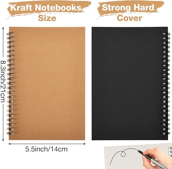 Epakh 36 Pack Blank Spiral Notebook Unlined Notebook Bulk A5 Soft Cover Students Sketchpads Memo Notepad for Drawing Art Back to School Gifts 100 Pages/ 50 Sheets, 8.3 x 5.5 Inches(Black, Brown) - Image 2