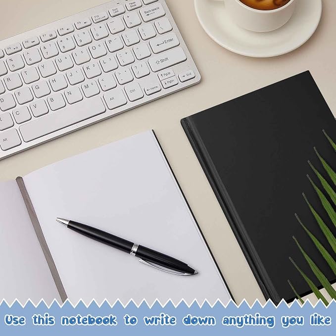 8 Pcs A5 Blank Notebook Journal Hardcover Sketchbook, 8.3 x 5.7 in | Bulk Unlined Sketch Book 100 Sheets/200 Pages Kraft Notebooks for Writing Drawing for Students School Office, Black - Image 4
