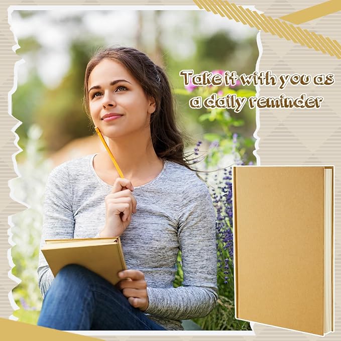 Henoyso 40 Pcs A5 Blank Notebook Journal Hardcover Sketchbook, 8.3 x 5.7 in | Bulk Unlined Sketch Book 100 Sheets/200 Pages Kraft Notebooks for Writing Drawing for Students School Office, Kraft - Image 5