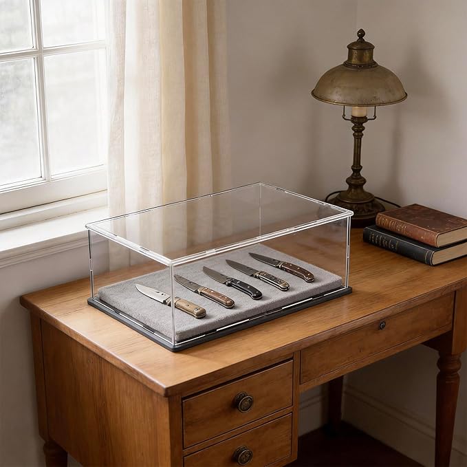 Display Case for Book & Stamps, Flat Acrylic Box for showcaseing Coins, Cards, Photos, Album, Jewellery, Books and Collectibles 16 (L) × 13 (W) × 5 (H) inch