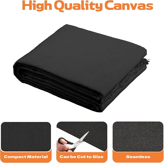 10oz Natural Cotton Blend Canvas Fabric, Duck Canvas Fabric, 60'' Wide for Arts & Crafts, Painting, Handmade Home Decor (Black, 1 Yard) - Image 2