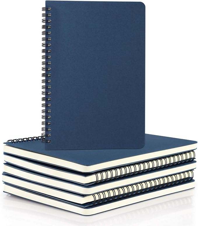 EUSOAR Spiral Ruled Notebook, A5 6 Pack 5.5" x 8.3" 120 Pages Hardcover Lined Travel Writing Notebooks, Memo Notepad Sketchbook, Students College Office Business Subject Diary Ruled Book Journal by EUSOAR